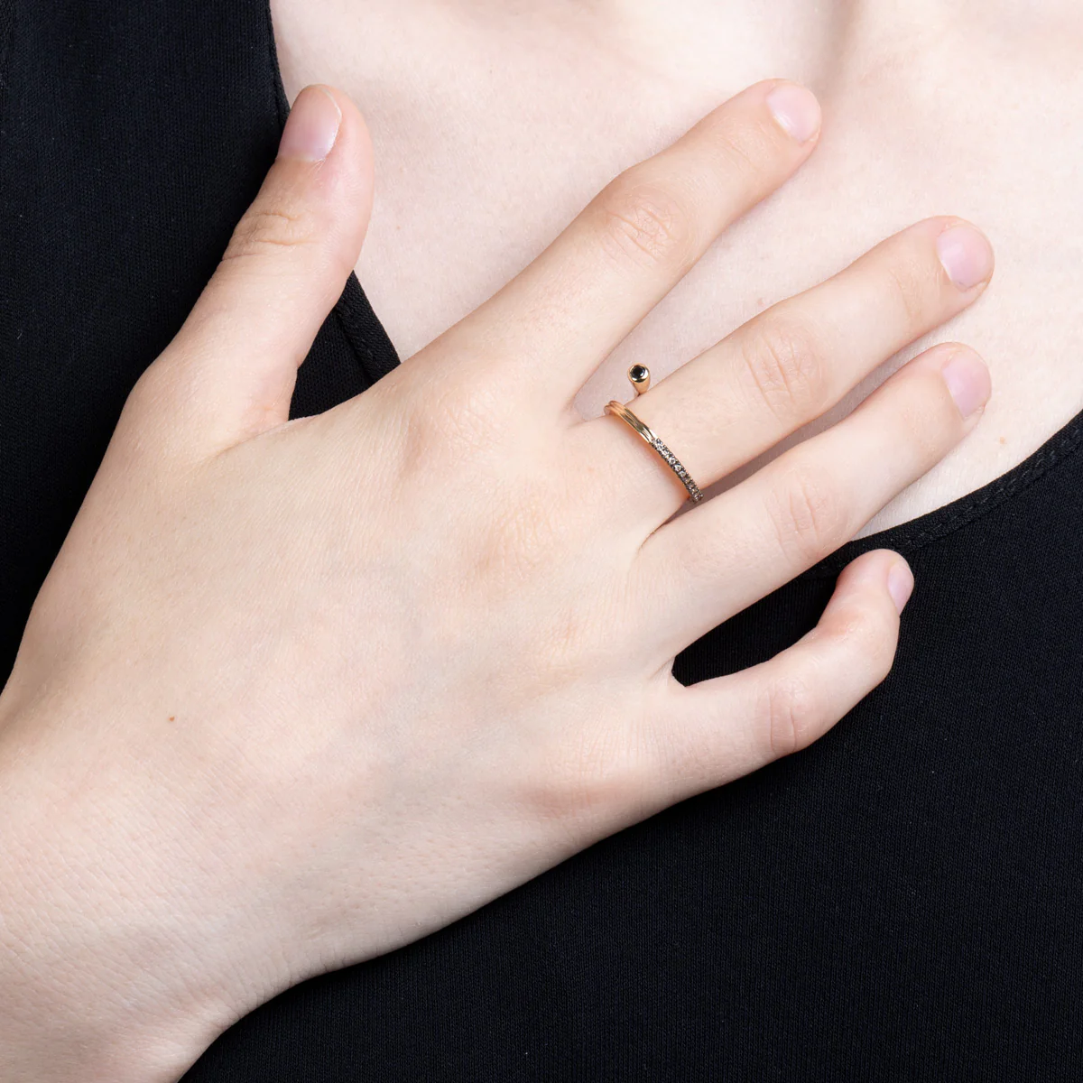 【Made-To-Order】DROSERA Black and White Diamond Ring - Image 2