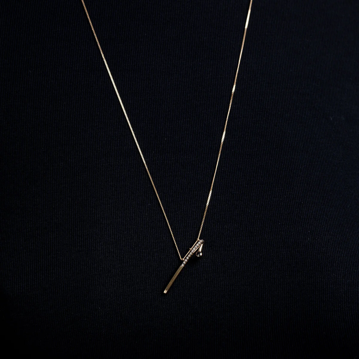DROSERA Black and White Diamond Long Bar Necklace - Image 2
