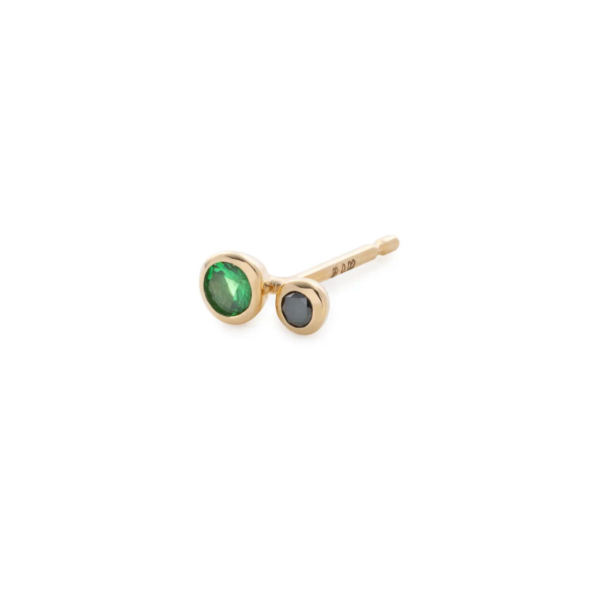 DROSERA  Green Garnet and Black Diamond Stud Earring - Image 3