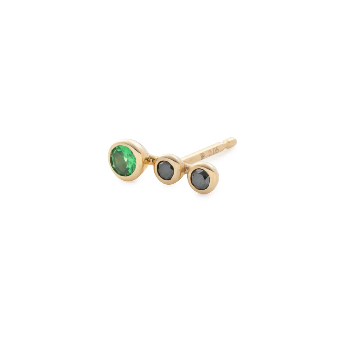 DROSERA  Green Garnet and Black Diamond Stud Earring - Image 3