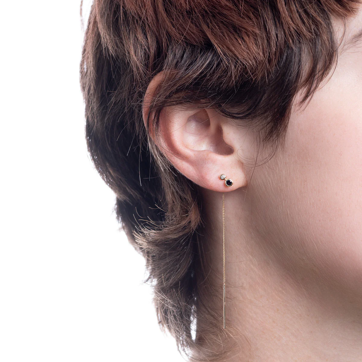 DROSERA Black Diamond and Diamond Chain Earring - Image 3