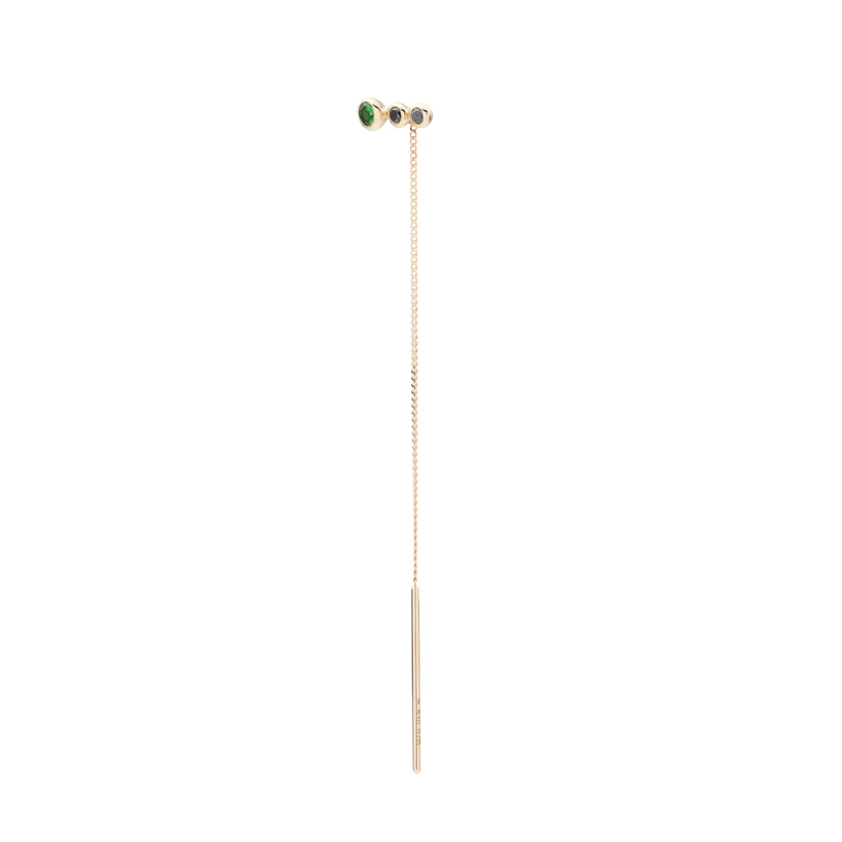 DROSERA  Green Garnet and Black Diamond Chain Earring - Image 3
