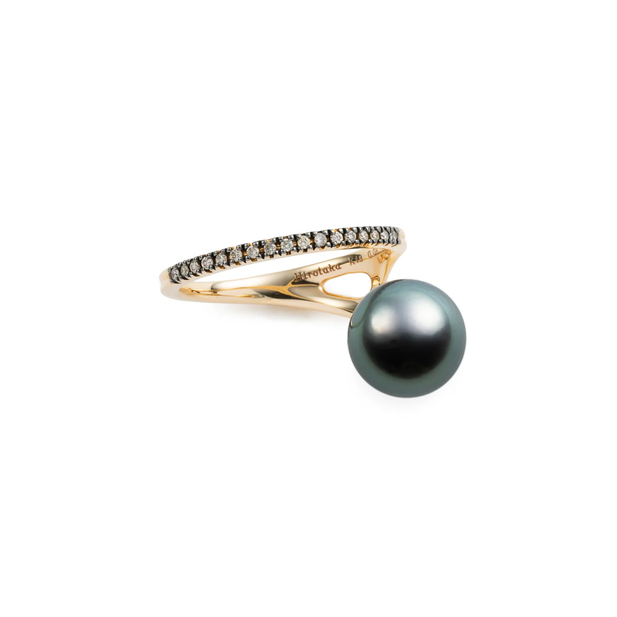 【Made-To-Order】DROSERA  Diamond Tahiti Pearl Ring (Black Ruthenium Plated) - Image 2
