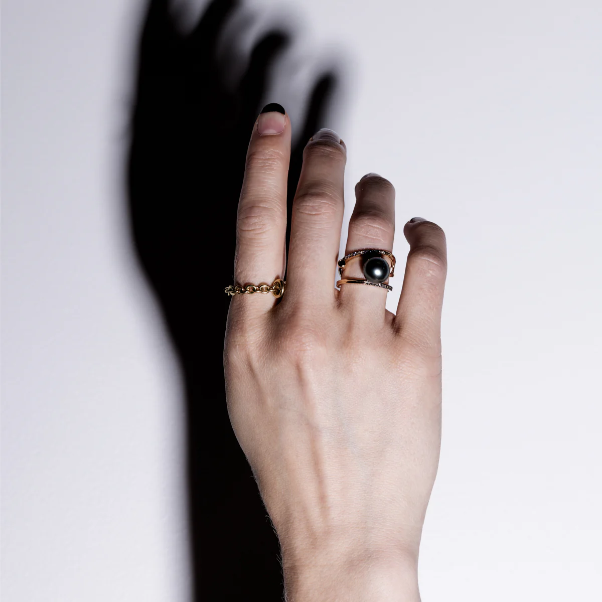 【Made-To-Order】DROSERA  Diamond Tahiti Pearl Ring (Black Ruthenium Plated) - Image 3