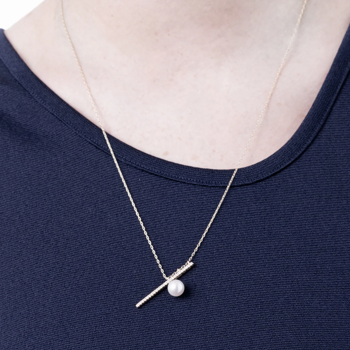 DROSERA  Diamond Akoya Pearl Bar Necklace - Image 2