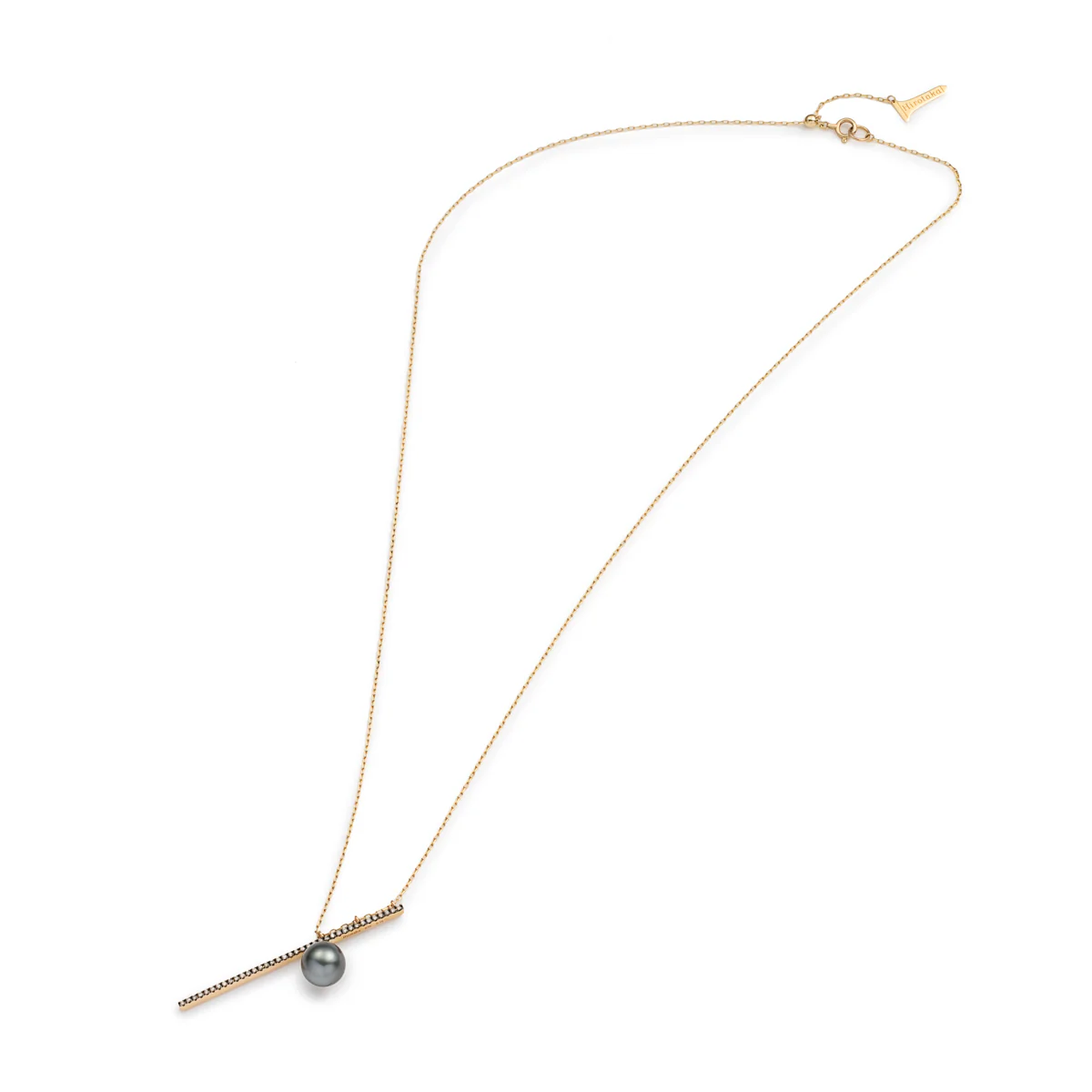 DROSERA  Diamond Tahiti Pearl Long Bar Necklace (Black Ruthenium Plated) - Image 3