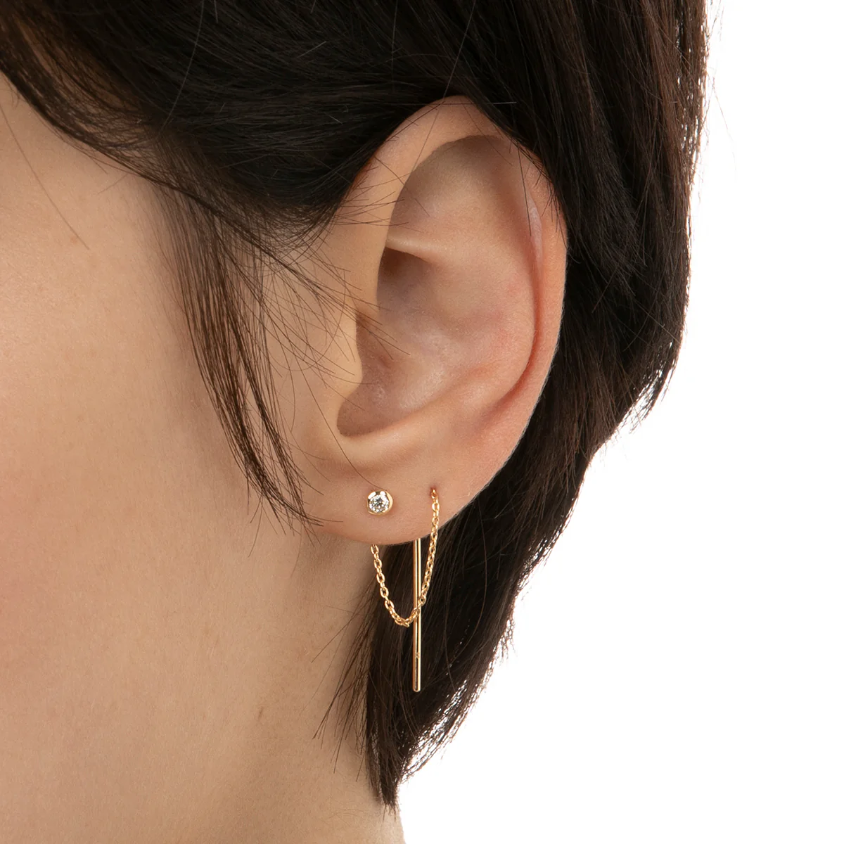 18K MANHATTAN Diamond Chain Earring Medium size - Image 4