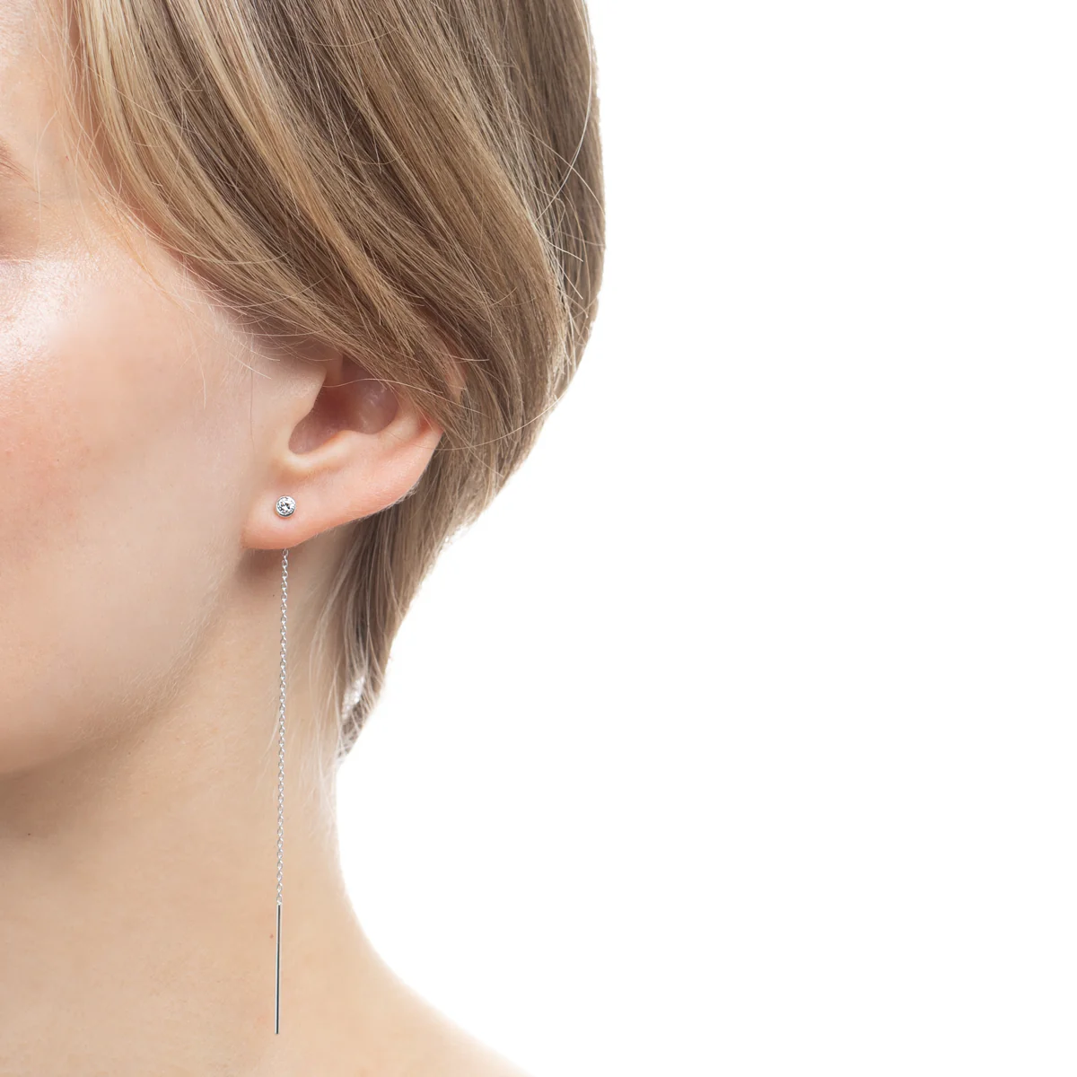 18K MANHATTAN Diamond Chain Earring Medium size - Image 2