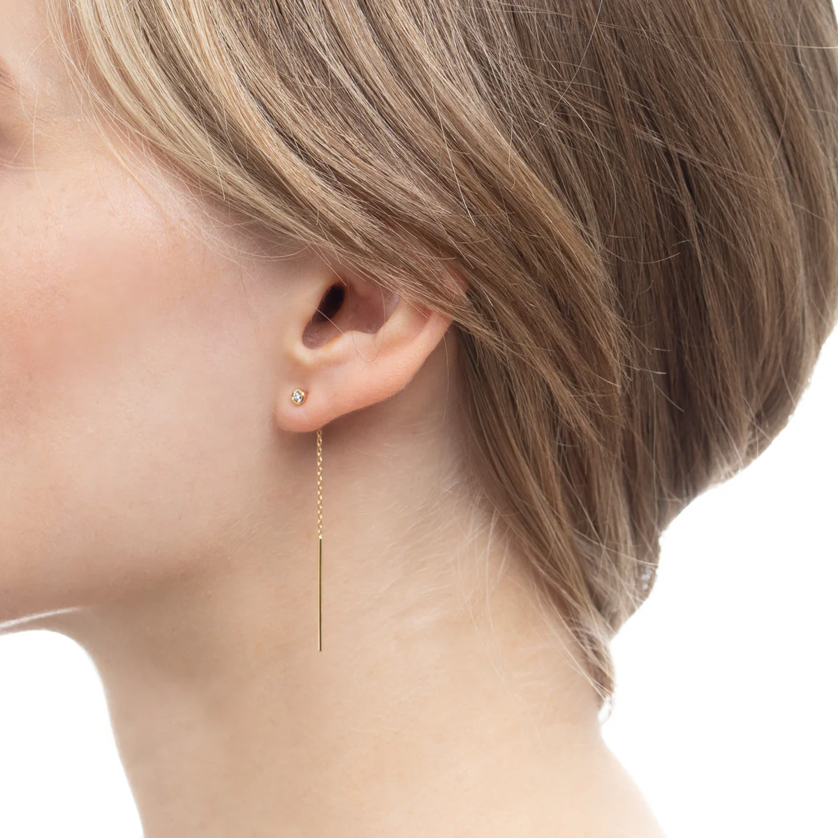 18K MANHATTAN Diamond Chain Earring Small size - Image 4