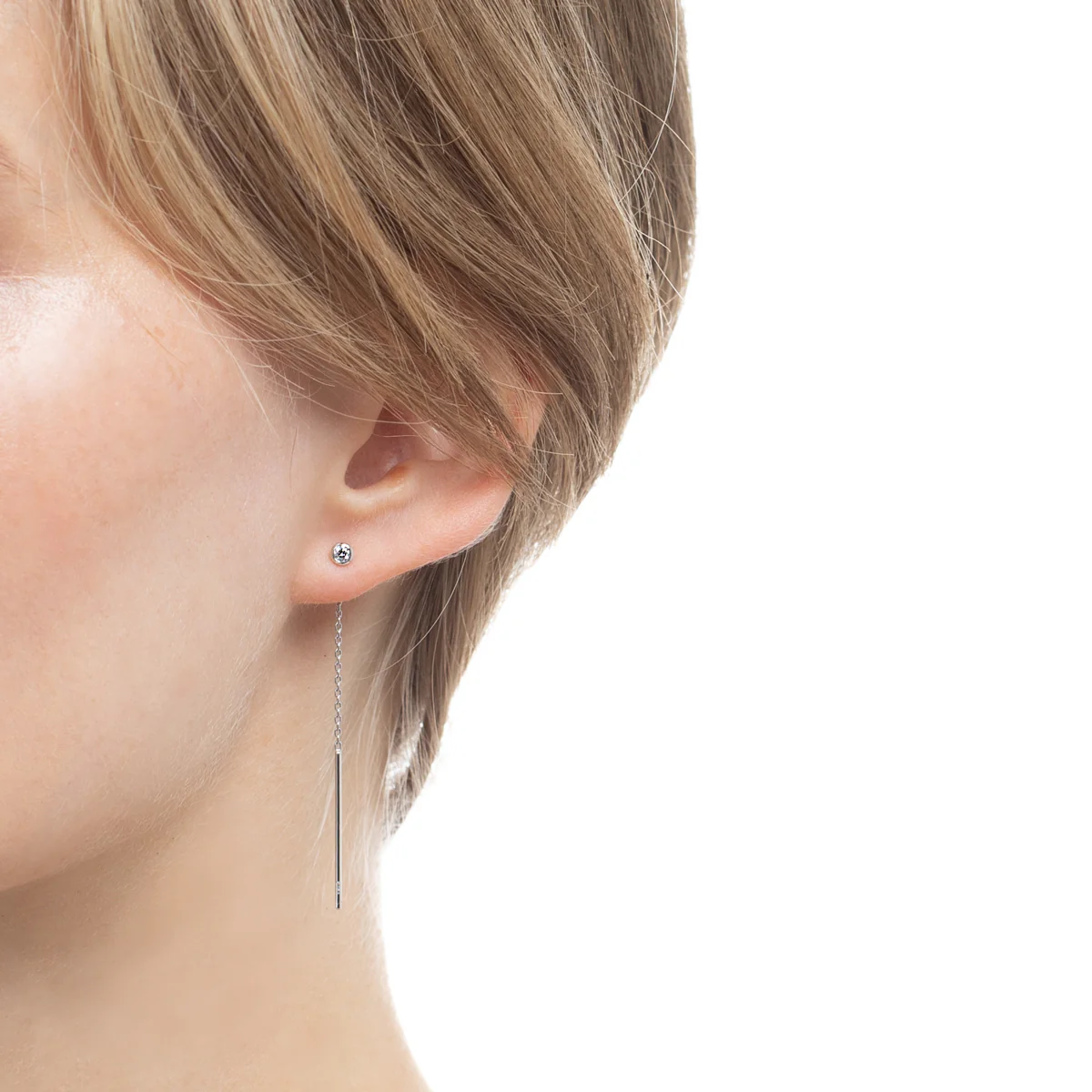 18K MANHATTAN Diamond Chain Earring Small size - Image 7