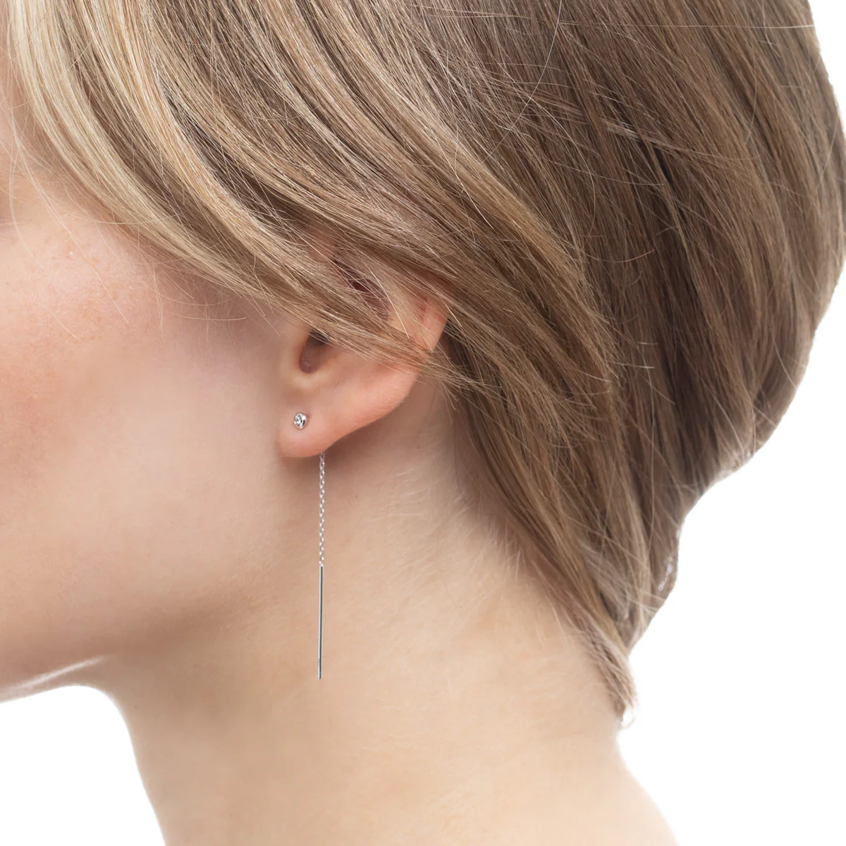 18K MANHATTAN Diamond Chain Earring Small size - Image 8