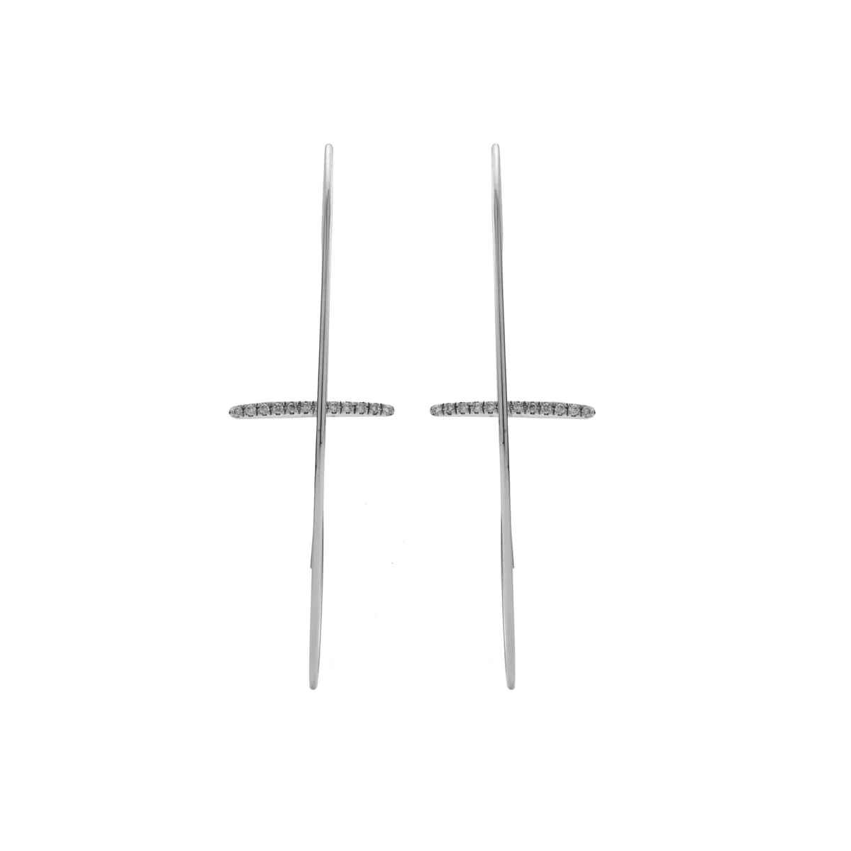 GOSSAMER Diamond Bar Floating Oval Earring Large size - Image 3