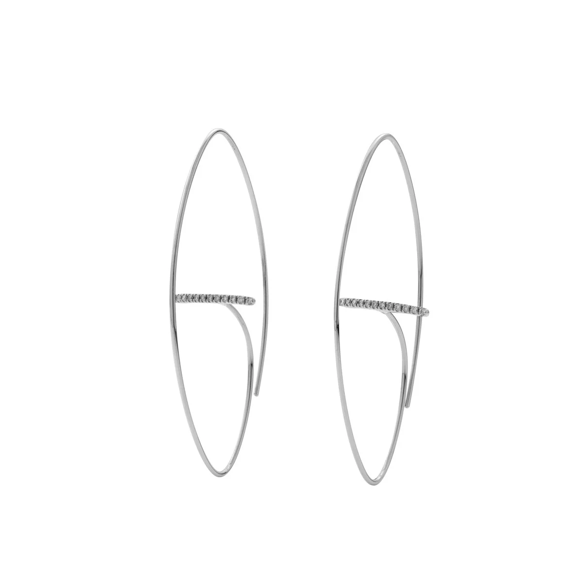 GOSSAMER Diamond Bar Floating Oval Earring Large size - Image 4