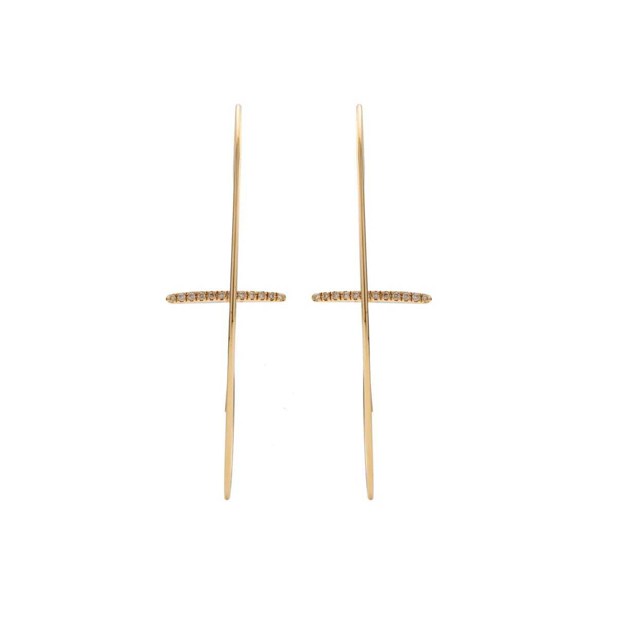 GOSSAMER Diamond Bar Floating Oval Earring Large size - Image 3
