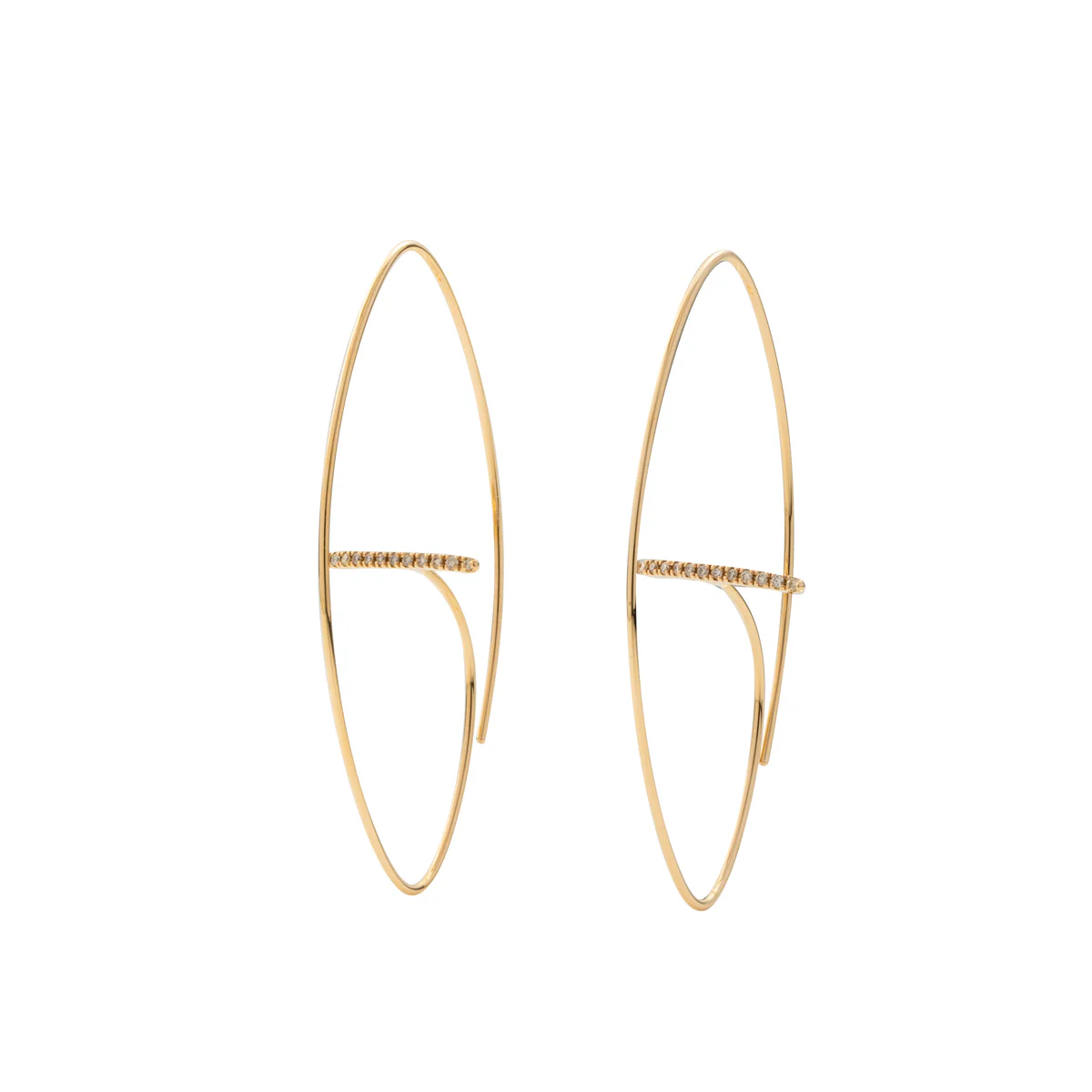GOSSAMER Diamond Bar Floating Oval Earring Large size - Image 7