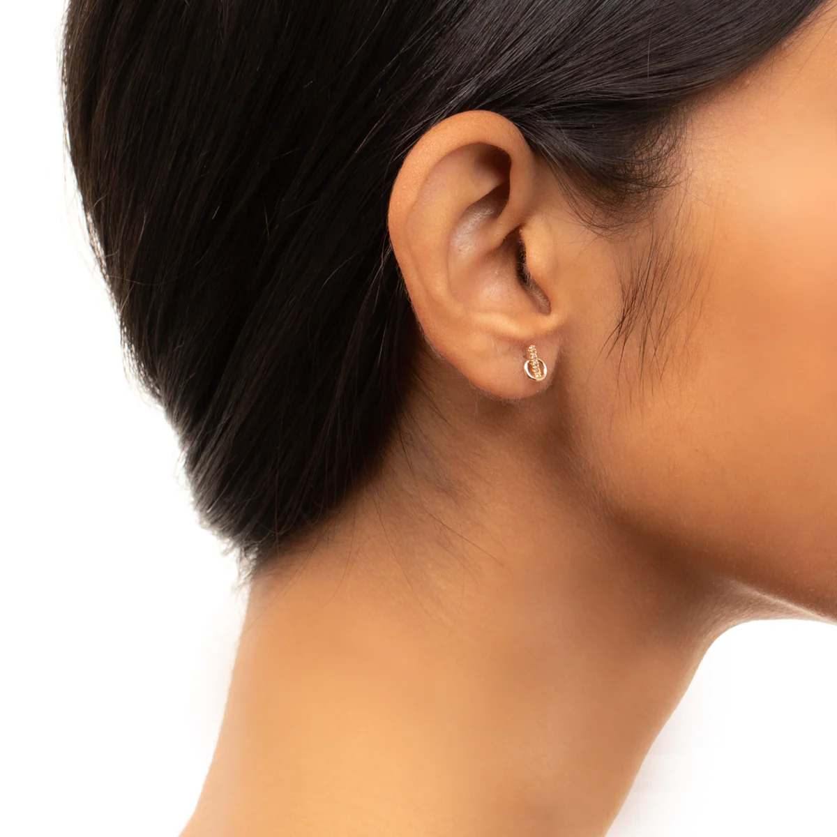GOSSAMER Deco Small Diamond Earring with Small Hoop - Image 5