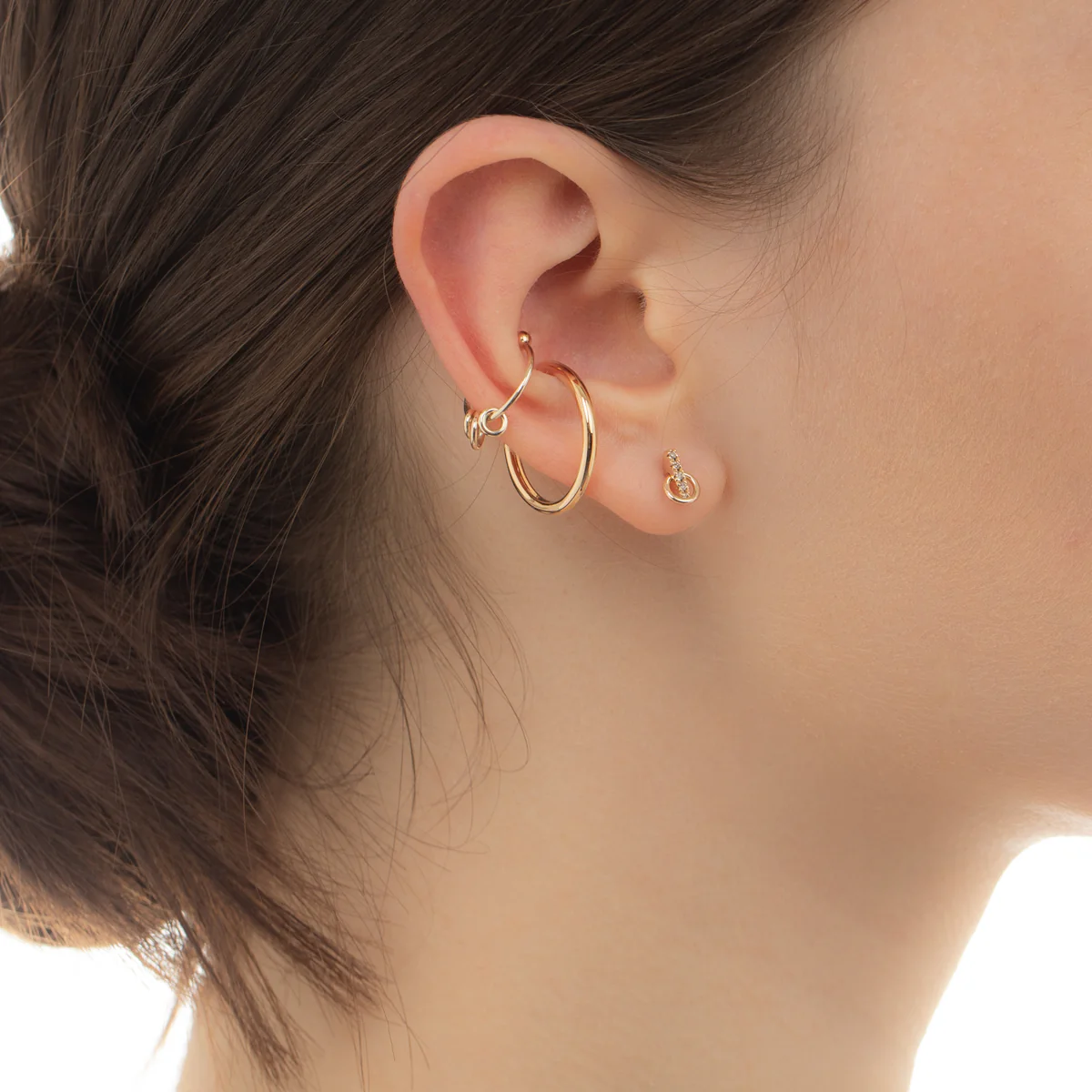 GOSSAMER Deco Small Diamond Earring with Small Hoop - Image 6