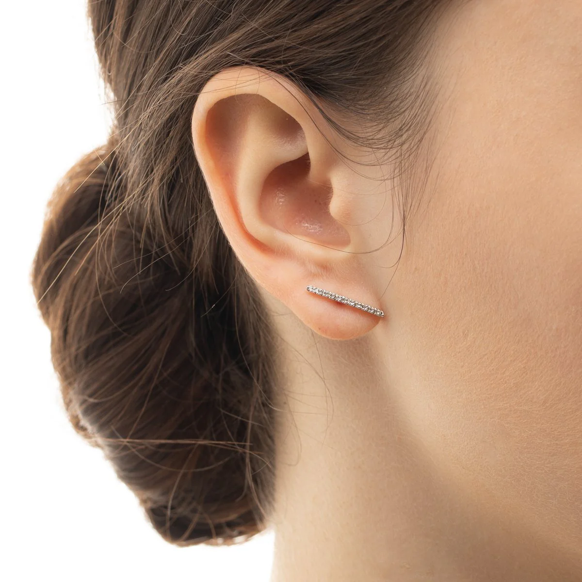 GOSSAMER Diamond Short Bar Earring - Image 2