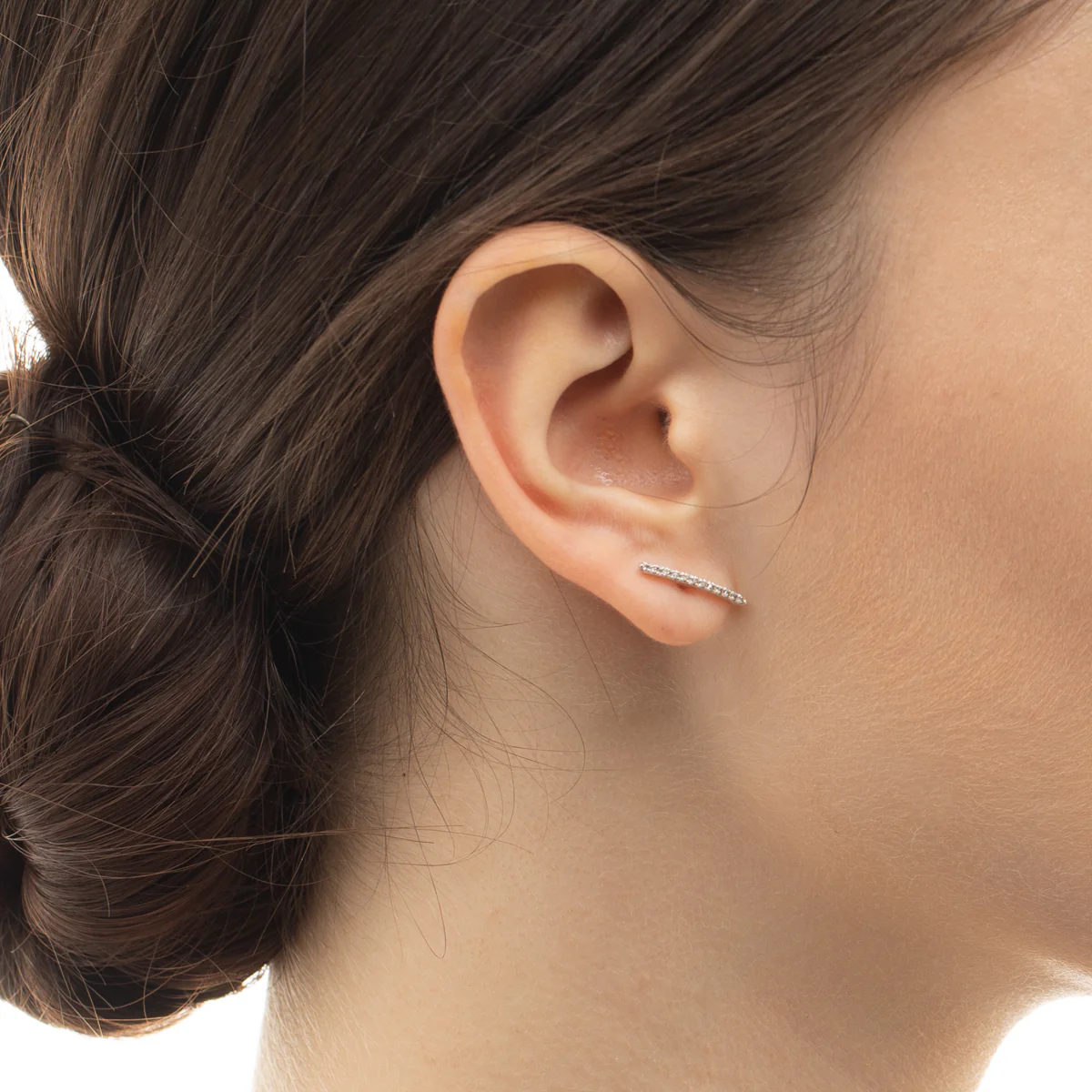 GOSSAMER Diamond Short Bar Earring - Image 5