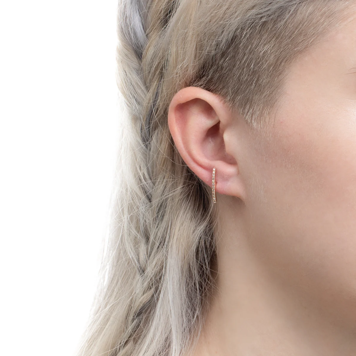 GOSSAMER Diamond Short Bar Earring - Image 5