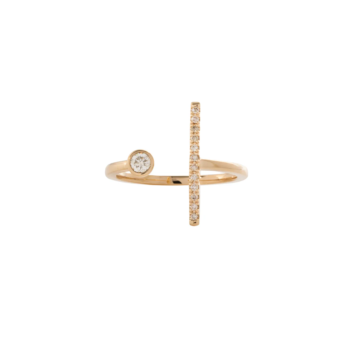GOSSAMER Diamond Short Bar Cuff Ring - Image 3