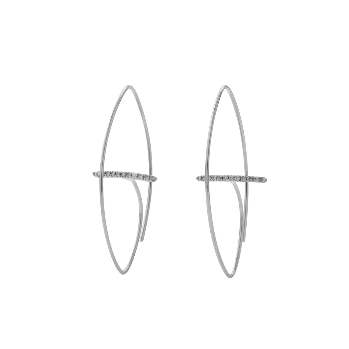 GOSSAMER Diamond Bar Floating Oval Earring Medium size - Image 4