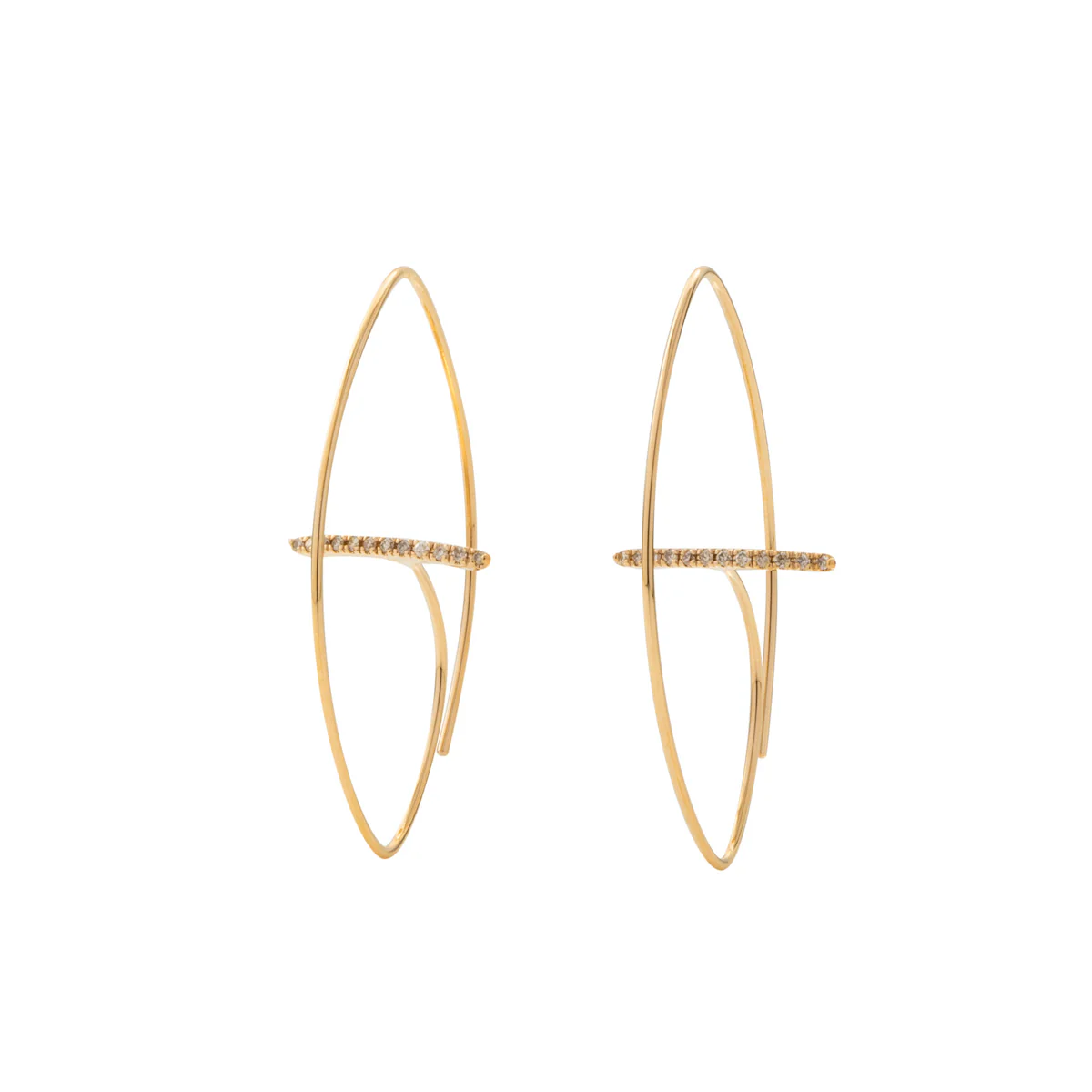 GOSSAMER Diamond Bar Floating Oval Earring Medium size - Image 3