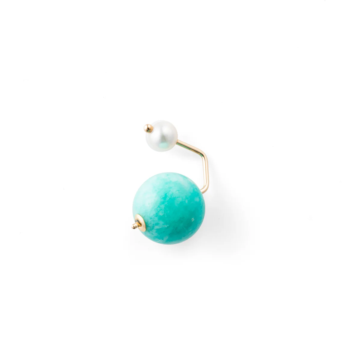 BUMBLE BEE Pearl Earring w/ Amazonite Backing - Image 3