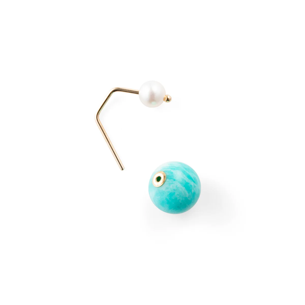 BUMBLE BEE Pearl Earring w/ Amazonite Backing - Image 4