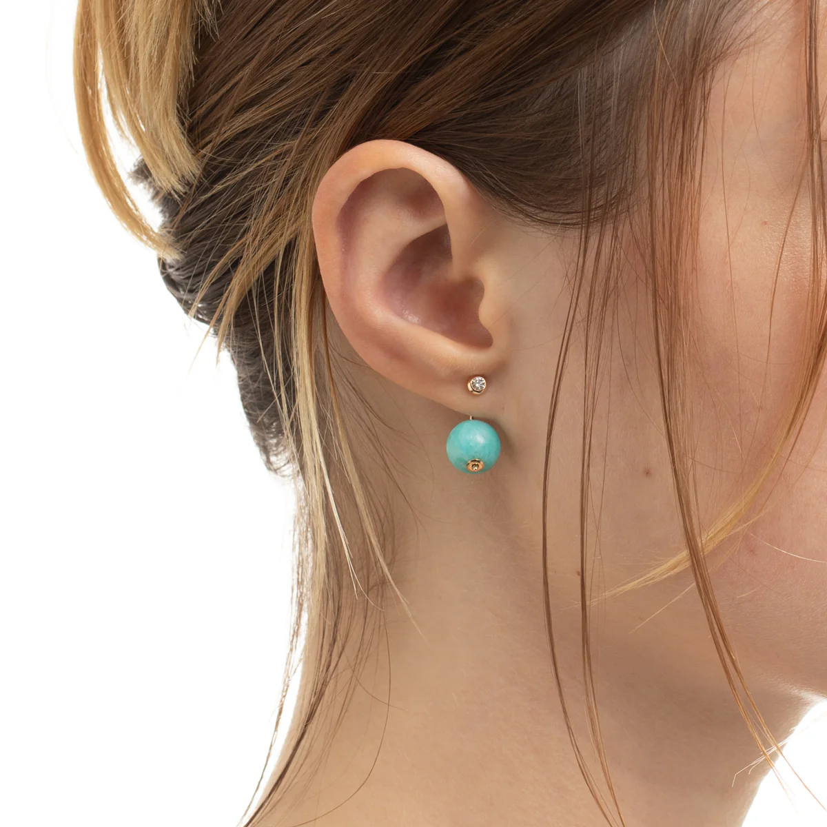 BUMBLE BEE Diamond Earring w/ Amazonite Backing - Image 2