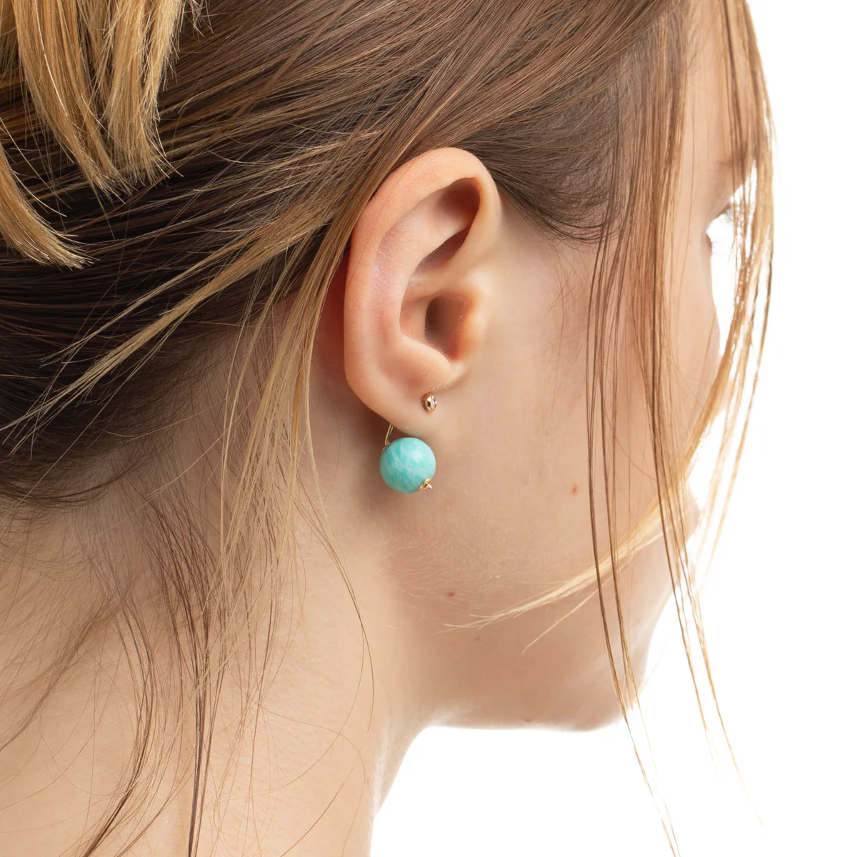 BUMBLE BEE Diamond Earring w/ Amazonite Backing - Image 5
