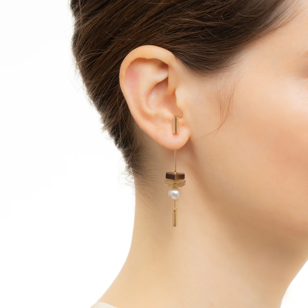 SPEAR Earring, Akoya Pearl & Tiger's Eye - Image 6