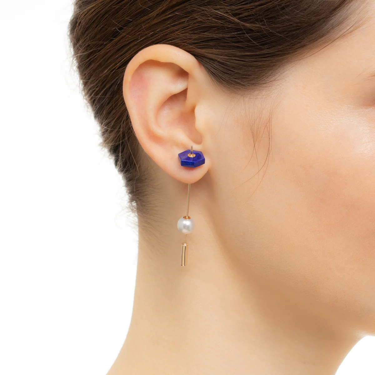 SPEAR Earring, Akoya Pearl & Lapis Lazuli - Image 5