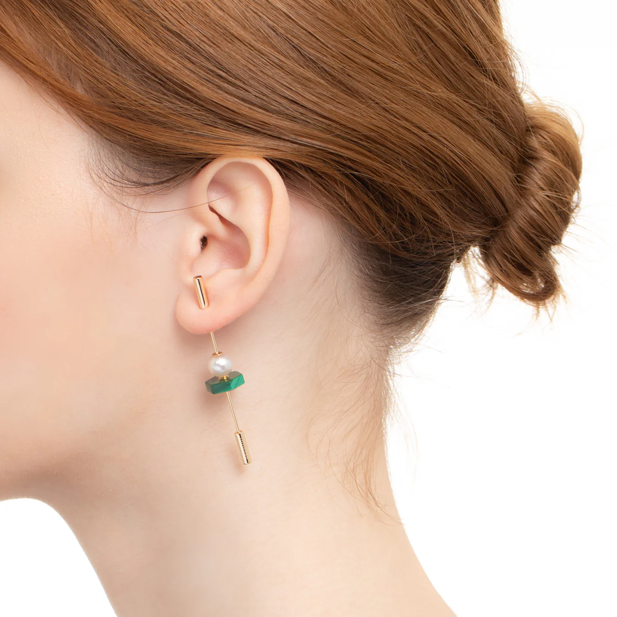 SPEAR Earring, Akoya Pearl & Malachite - Image 5