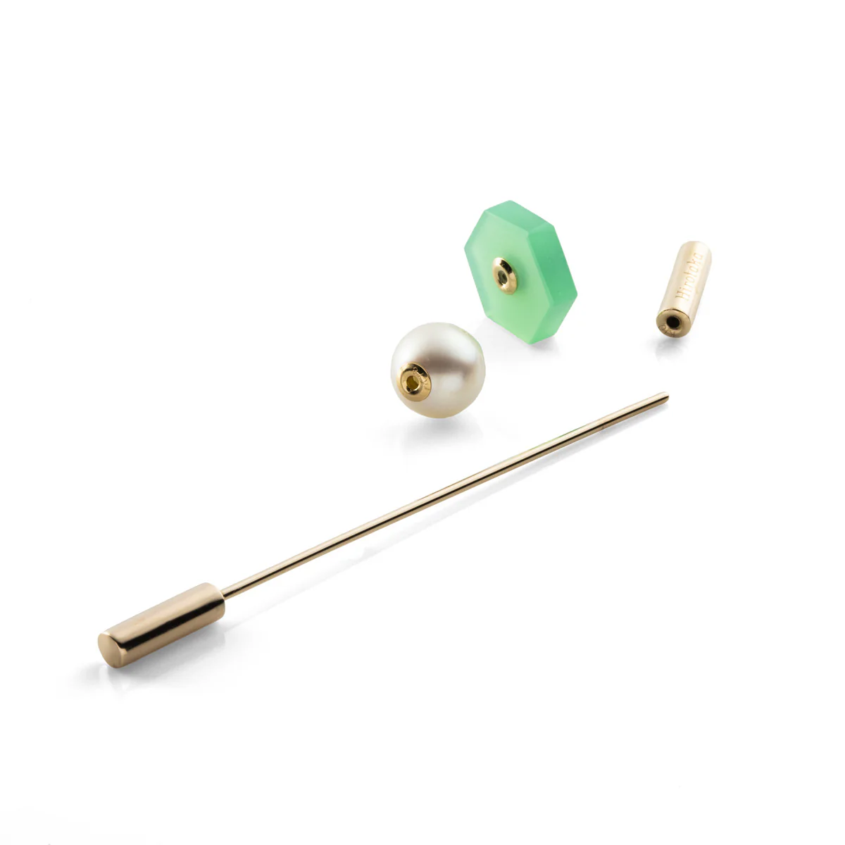 SPEAR Earring, Akoya Pearl & Chrysoprase - Image 4