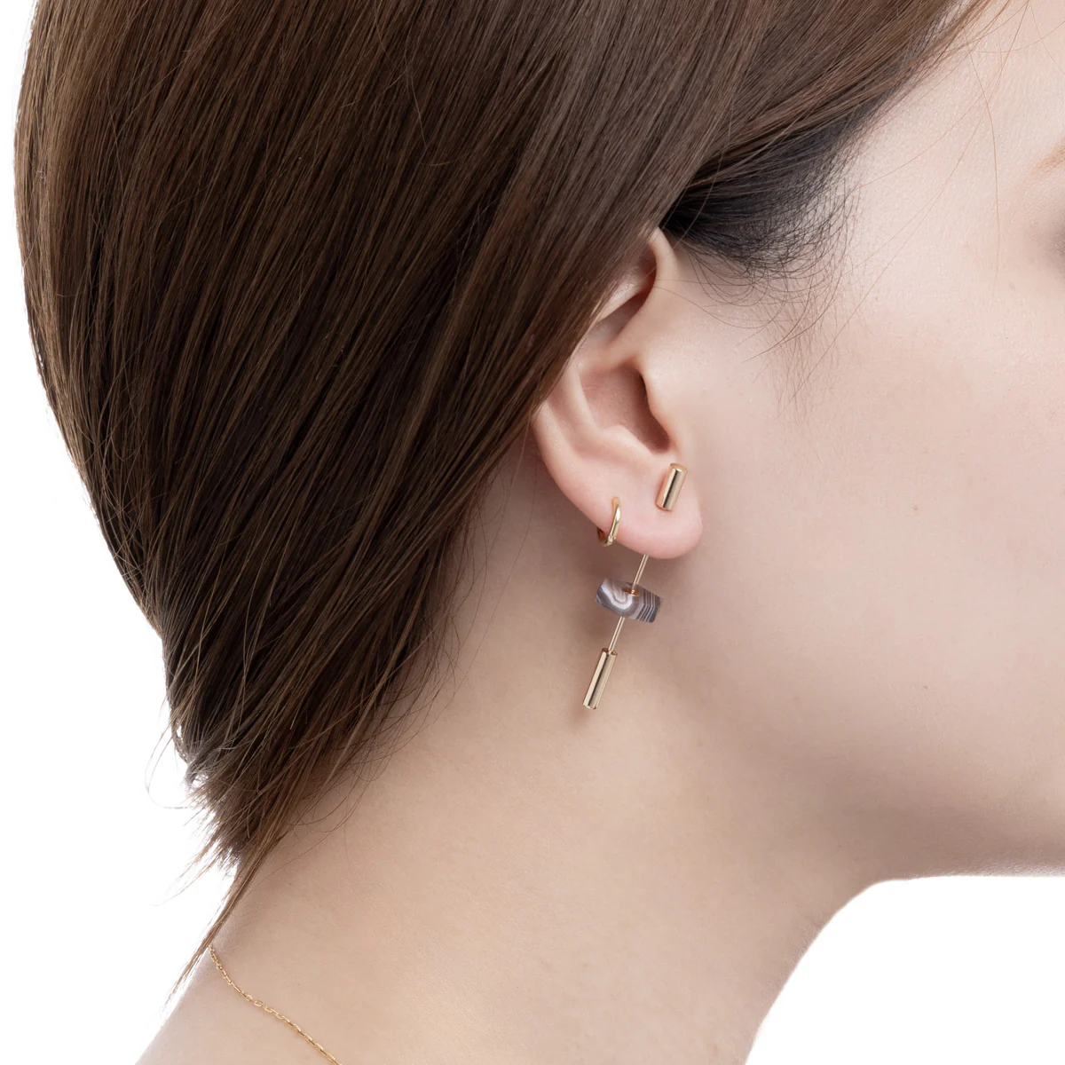 Short SPEAR Earring, Botswana Agate - Image 2