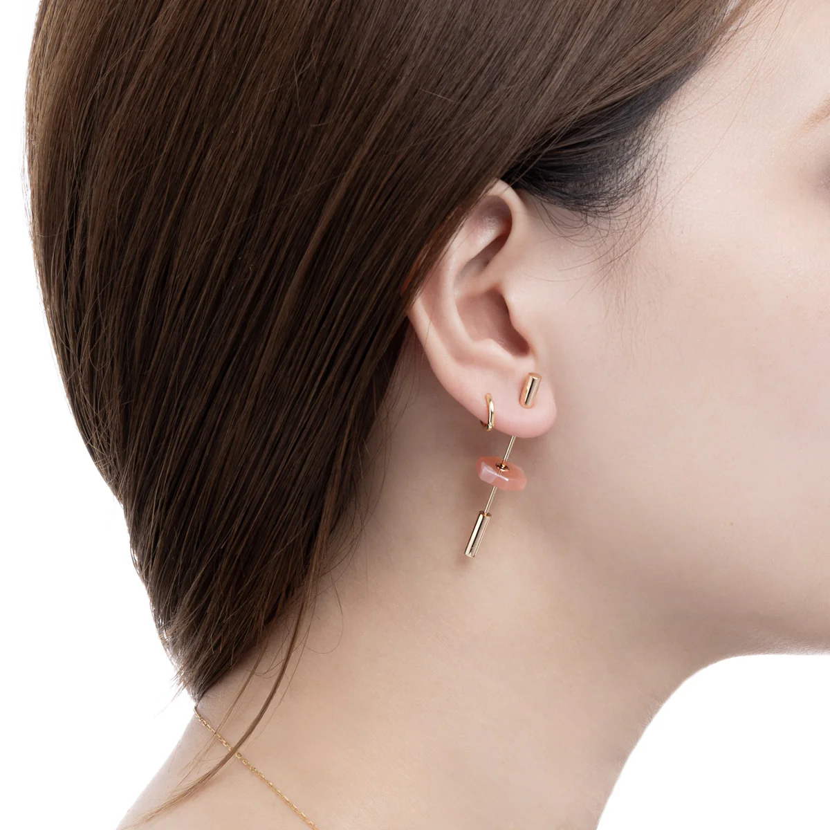 Short SPEAR Earring, Pink Agate - Image 2