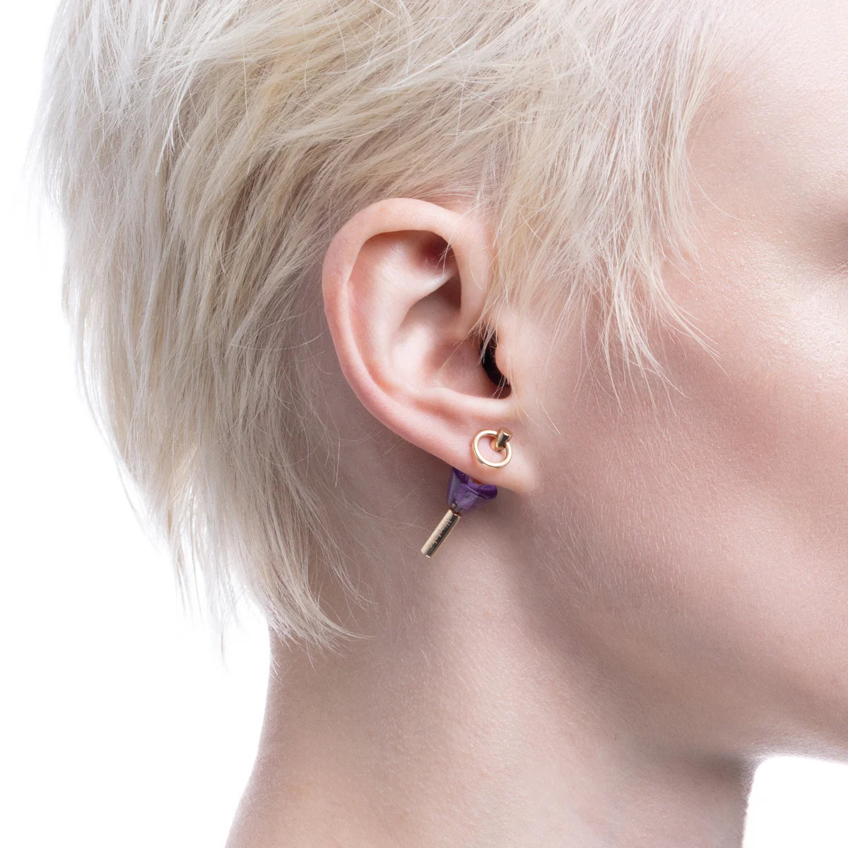 SPEAR Door Knocker Earring Small size, Amethyst - Image 2