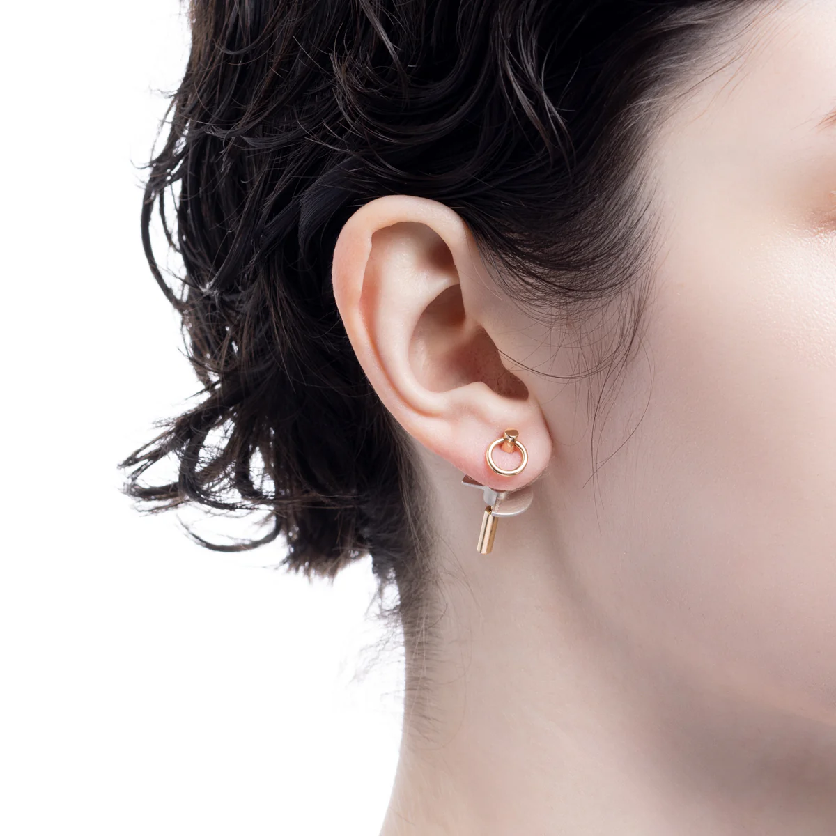 SPEAR Door Knocker Earring Small size, Silver Bird Disk - Image 4
