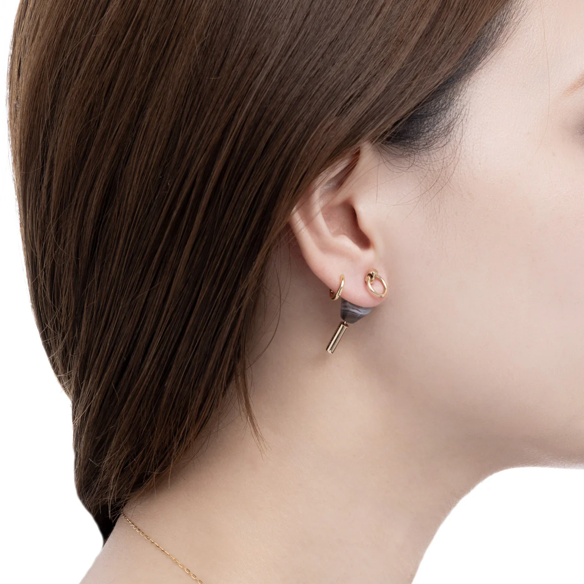 SPEAR Door Knocker Earring Small size, Botswana Agate - Image 2