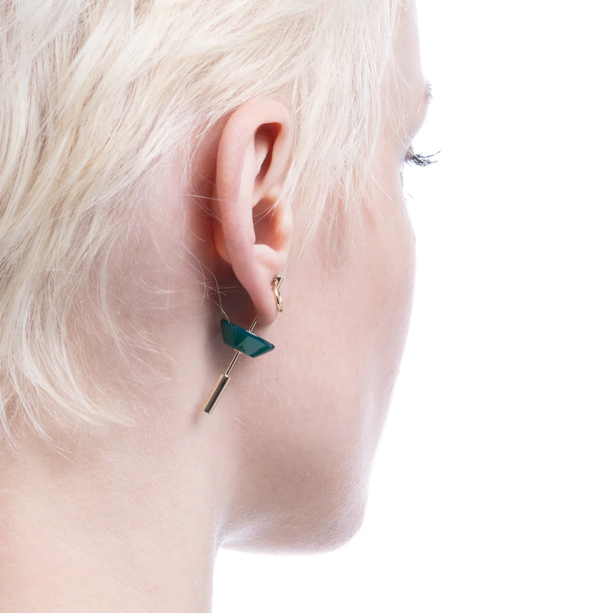 SPEAR Door Knocker Earring Medium size, Green Agate - Image 5