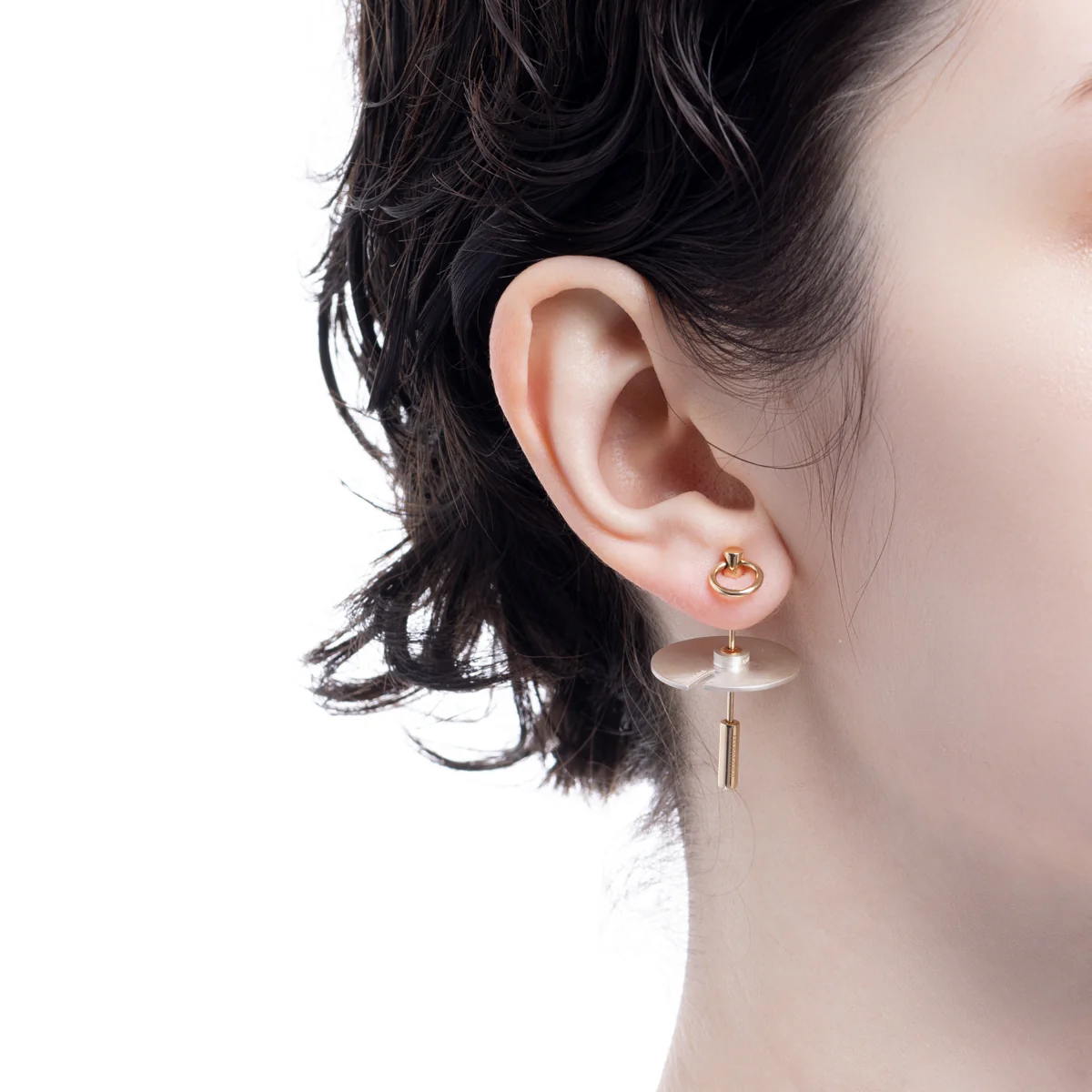 SPEAR Door Knocker Earring Medium size, Silver Bird Disk - Image 6