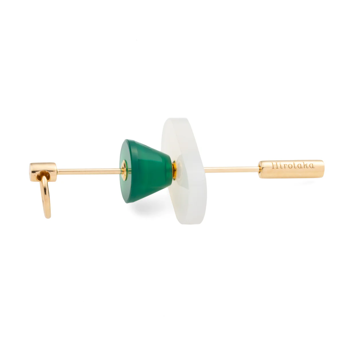SPEAR Door Knocker Earring  Large size, White Chalcedony & Green Agate - Image 3