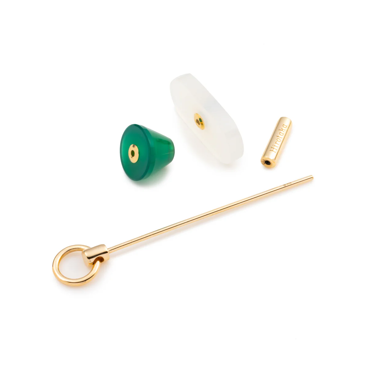SPEAR Door Knocker Earring  Large size, White Chalcedony & Green Agate - Image 4