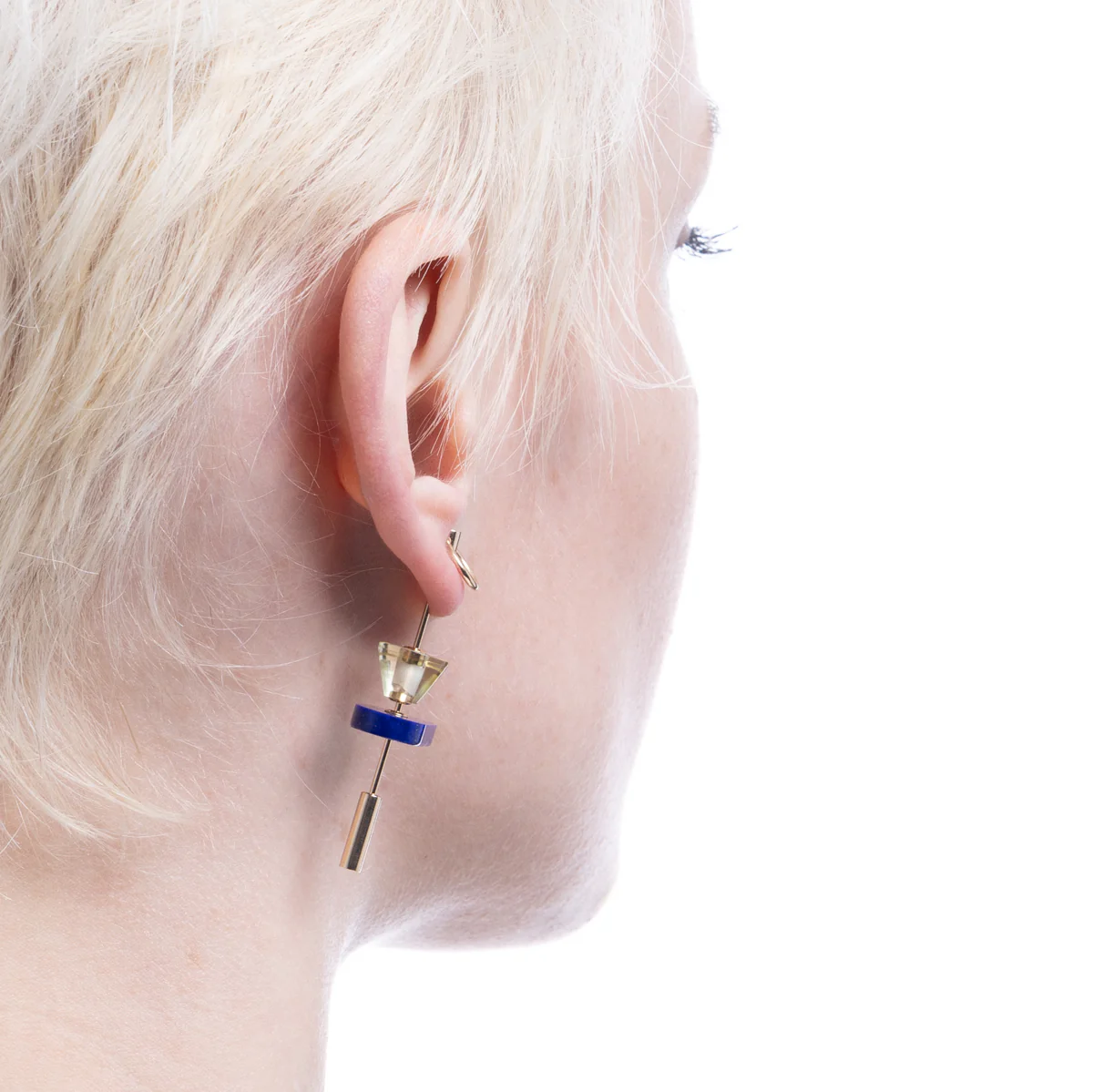 SPEAR Door Knocker Earring  Large size, Lapis lazuli & Lemon Quartz - Image 5