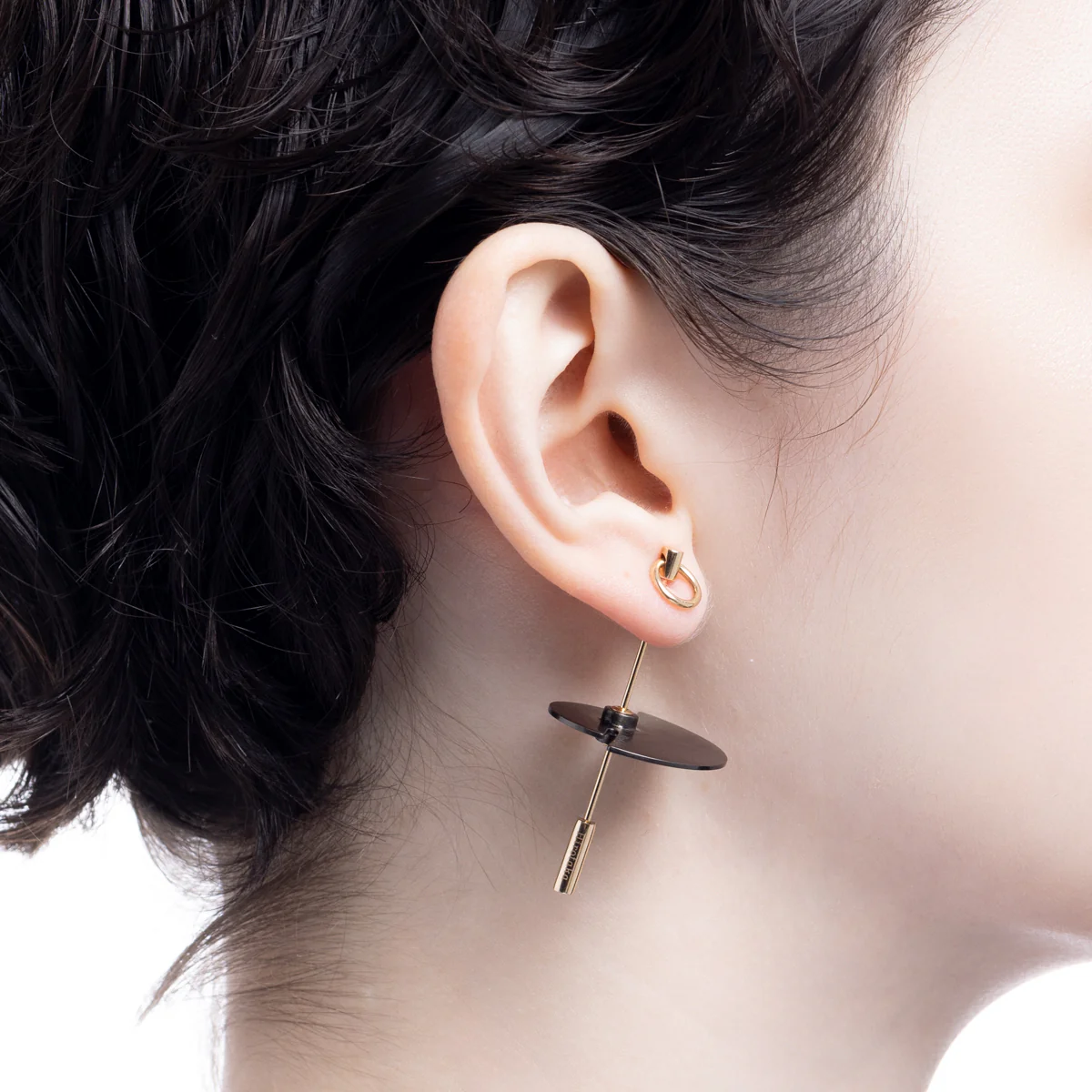 SPEAR Door Knocker Earring Large size, Black Bird Disk - Image 4