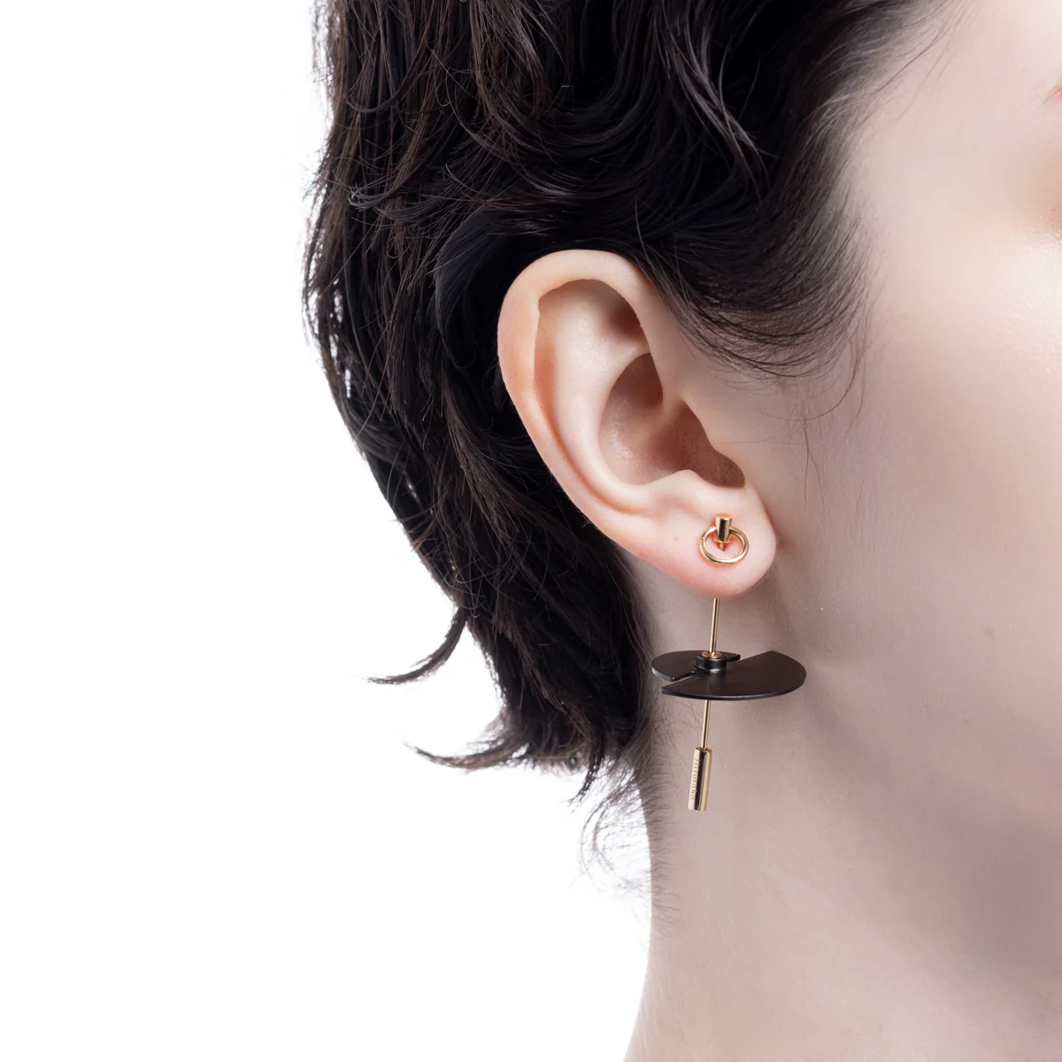 SPEAR Door Knocker Earring Large size, Black Bird Disk - Image 5