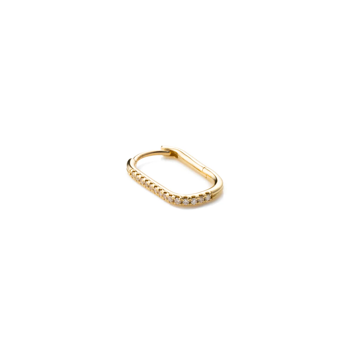18K MANHATTAN Oblong Diamond Huggie Earring Large size - Image 3
