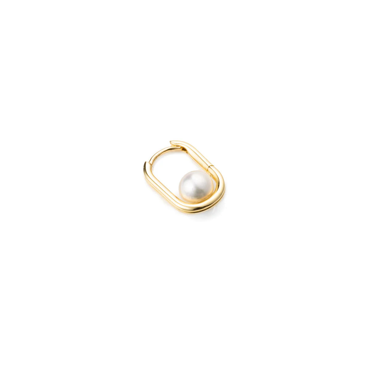 18K MANHATTAN Akoya Pearl Oblong Huggie Earring Medium size - Image 3