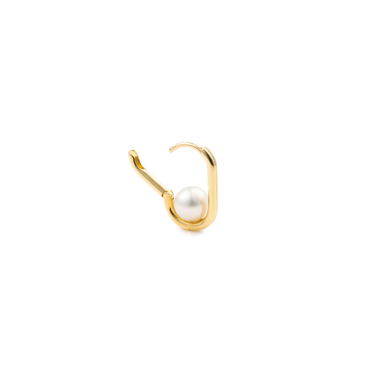 18K MANHATTAN Akoya Pearl Oblong Huggie Earring Medium size - Image 4